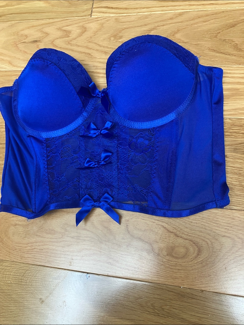 Blue Lace Longline Bustier Top sz Large